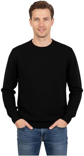 Marenza Girocollo Uomo Manica Lunga Misto Cashmere Seta Made in Italy (XL, Nero)