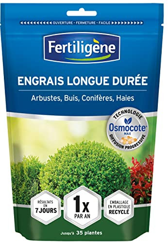 FERTILIGENE OSCABN - Engrais Granulés Longue Durée Osmocote Max Arbustes, Buis, Conifères 700 g - Pratique, 1 seule application par an - Protège les racines - Résultats dès 1 semaine - Pour 35 plantes