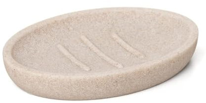 TATAY Portasapone da bagno BORA, Poliresina, Senza BPA, Colore Beige. Misure 13 x 9 x 1,9 cm