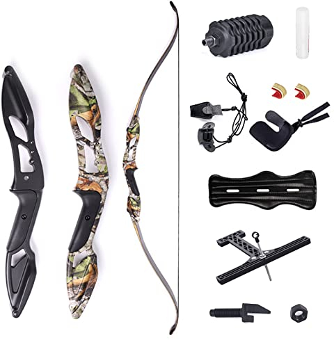 56 Bogenschießen Set Takedown Recurve Bogen 30-50lbs Jagdbogen Riser Longbow Kit aus Aluminiumlegierung mit Zubehör Trainingsbogen für die Rechte Hand (40lbs, Schwarz)