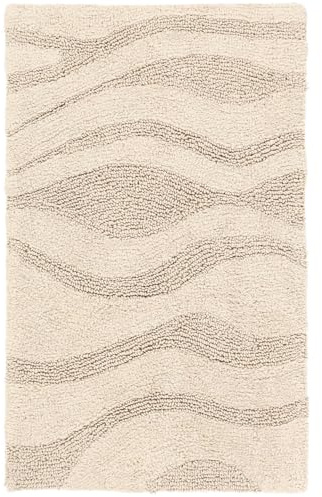 RugVista Breeze, Badematte, Moderne Teppiche, 50 x 80 cm, Rechteckig, Mittlerer Stapel, Maschinenwäsche, Cremeweiß Beige