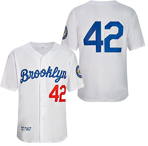 Maglia da Baseball Nera Leggenda Numero 42 Vintage Ricamato retrò Lightsout Maglie Camicie, Bianco, S