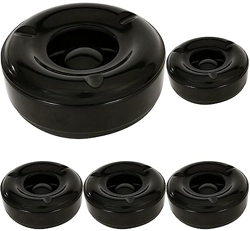Genware AT-WIND Ashtray, Windproof Melamine, Base and Lid, 5.75 (Pack of 5)