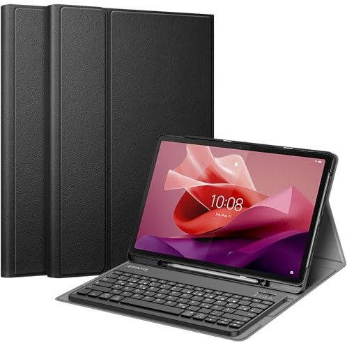 FINTIE Tastatur Hülle für Lenovo Tab P12 12,7 Zoll TB370FU 2023, Ultradünn leicht Schutzhülle mit magnetisch Abnehmbarer Deutsches QWERTZ Bluetooth Keyboard, eingebautem Stifthalter, Schwarz