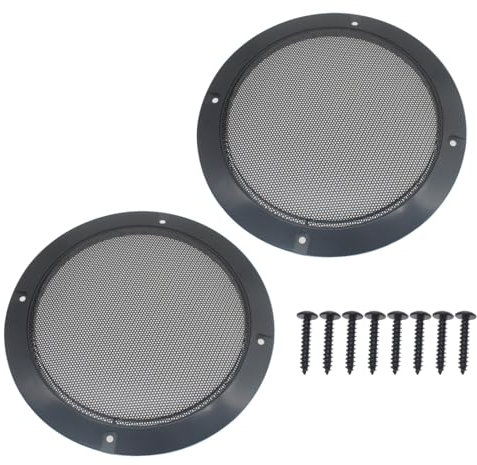 OZXNO 2 x 20,3 cm Metallgitter-Lautsprecher-Grill-Abdeckungen, Subwoofer-Grill-Schutzhülle mit Befestigungsschrauben für Heim-Audio-Auto-Lautsprecher (schwarz)