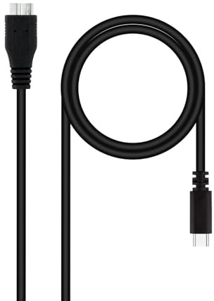 PRENDELUZ Cable USB 3.0 negro de 1 m, conexión USB-C y Micro B, ideal para transferencias rápidas y carga de dispositivos.