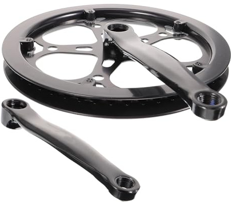 Abaodam Corona Bici in Ferro Nero 52t Pedivella Monocorona Resistente all'Usura Manovella 170mm per Accessori di Ricambio Bici Singola velocità