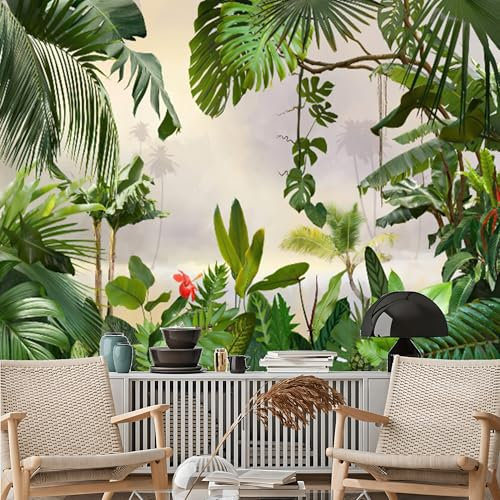 Papier peint mural de taille personnalisée, feuillage brumeux tropical, grand papier peint photo amovible pour salon, chambre à coucher, salle de bain, bureau, salle à manger, chambre d'enfant