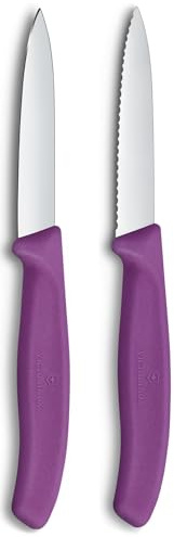 Victorinox Swiss Classic paring and Vegetable Knife, for Fruit and Vegetables, Extra Sharp, Straight and Serrated Edge, Stainless Steel, Violet