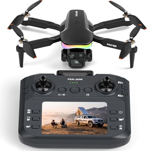 Drone con 4K Cámara Control Remoto en Pantalla,Luz LED RGB Drone FPV Adultos Principiantes,Modo sin Cabeza Retención de Altitud,Posicionamiento Óptico,Despegue y Aterrizaje con una Sola Tecla