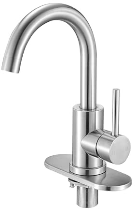 VEVOR Rubinetto Monocomando per Lavello da Cucina, Rubinetto Beccuccio ad Arco per Lavello da Cucina, Miscelatore per Acqua Altezza del Beccuccio 160 mm per Bagno, Argento