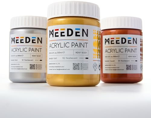 MEEDN Metalliskt Akrylfärgset: 300 ml Akrylfärgset med Guld, Silver & Koppar för vuxna för hantverk, juldekorationer - Tjocka guldbladfärger för målning av trämöbler