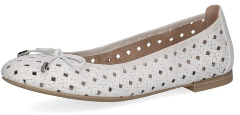CAPRICE Donna Ballerine in Pelle con Motivo Traforato, Bianco (White Nappa), 40 EU