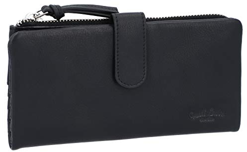 Gusti Geldbörse Leder-Vida Portemonnaie Geldbeutel Kartenetui Vintage Damen extra Münzfach Schwarz