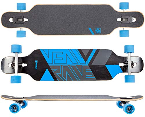 RAVEN Longboard Skateboard für Kinder Erwachsene Jungen Mädchen | Aluminium Trucks | PU Räder | ABEC-9 Chrome Kugellager | (Torex Blue)