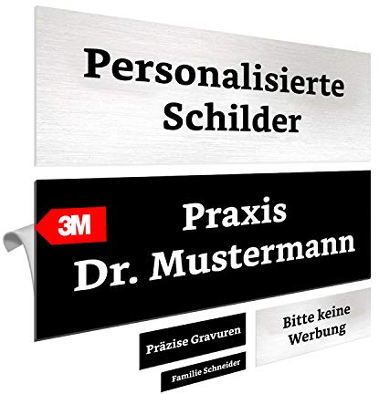 4 Stück Kunststoff Klingelschild selbstklebend Haustür Namensschild Türschild Briefkastenschild verschiedene Größen bis zu 20 x 10 cm mit individueller Gravur