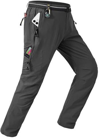 TBMPOY Men's Lightweight Hiking Pants Quick Dry Mountain Fishing Camping Travel Outdoor Pants Thin Dark Grey L