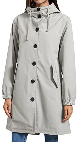 YFFUSHI Women Waterproof Long Sleeves Jacket Ladies Windproof Lightweight Trench Raincoat