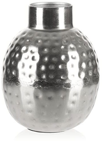 COM-FOUR® Jarrón de Metal Decorativo con Abolladuras para Flores - para el Hogar y la Oficina - Decoración de Habitaciones (Diseño 1)