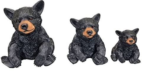 Fachhandel Plus Dekofiguren 3 Schwarzbären lustige Gartendeko Tierfiguren Indoor Outdoor