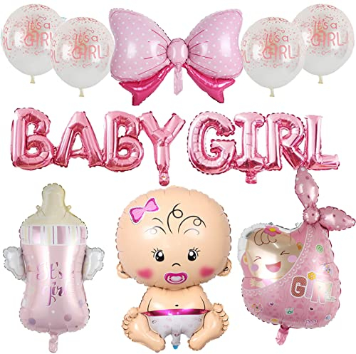 HCRXVV Globos de helio para decoración para baby shower, para niñas, con globos de helio para fiestas de género, para fiestas de bienvenida a casa para bebés, niñas, globos de helio (rosa)