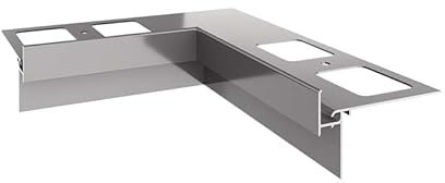 Renoplast® Esquina interior de aluminio 90° para perfil de alero K35 Gris | Acabado de terrazas y balcones | Suelos de baldosas sobre mortero adhesivo | Sistemas de drenaje de agua | Perfil angular