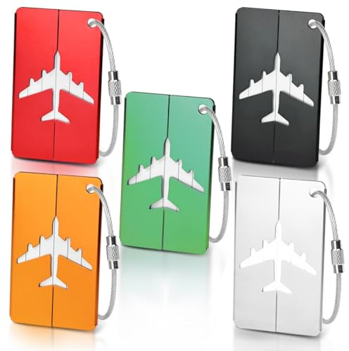 5 Pcs Luggage Tags, Luggage Labels for Suitcases with Steel Loop