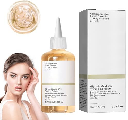 Glycolic Acid 7% Toning Resurfacing Solution,100ml Glycolic Acid Toner,Glykolsäure toner,Glykolsäure Peeling Toner Toning Solution für Hautunreinheiten Akne Hautverjüngung Befeuchten Gesichtspflege