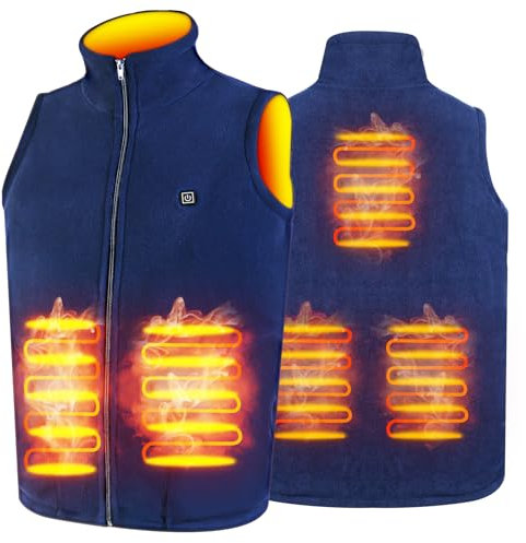 TOUVE Veste Chauffante Homme Femme, Gilet Homme Femme Chauffante, Veste Polaire Chauffante Sans Manche, 5 Zones de Chauffage, 3 Niveaux de Chauffage (Batterie non Incluse)