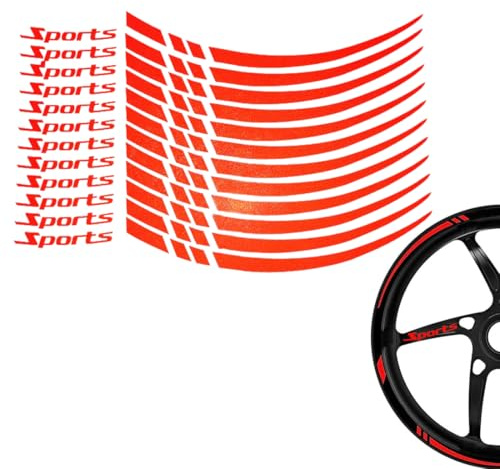 KRIEG Felgenrandaufkleber für Auto, Design Racing, strapazierfähig, Komplettset mit Streifen für Autofelgen, Rot