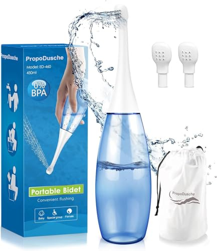 Po Dusch intim dusch vecksäng – propodusch bärbar bidé, dusch med förvaringsväska peri-flaska bidetlity, intim dusch, veckosäng, bärbar, 450 ml (blå)