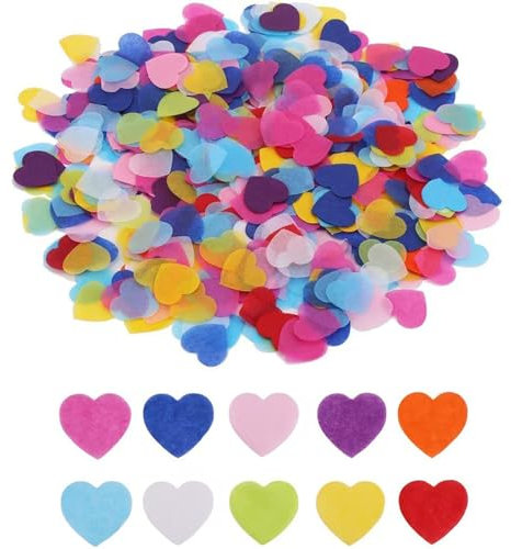 Herz Konfetti Bunt 100g, 8000+ Stück, 2.5cm Konfetti Groß Geburtstag, Mehrfarbig Herz Streudeko für Geburtstag Hochzeit Party Dekoration Confetti