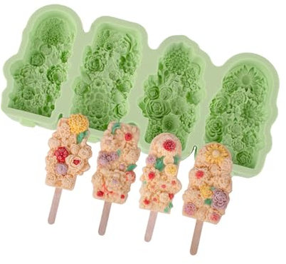 FackLOxc 4 Cavité ICES Crème Moule Fleur Forme Silicone Moules Sucettes Boulange