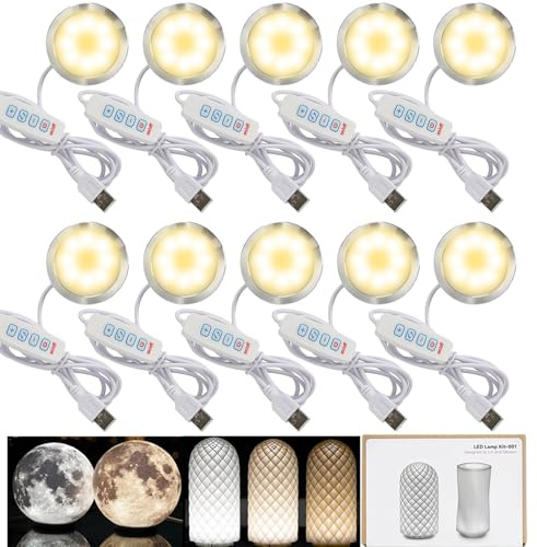 3DZWMAN 10x LED Lamp Kit 001 Kompatibel mit Bambu Lab A1 Licht-Kit MH001 | 3 Farbtemperaturen, Farbgedächtnis, Dimmfunktion, 5V USB Puck-Licht Makerworld DIY-Hardware-Modell-Ersatzteile