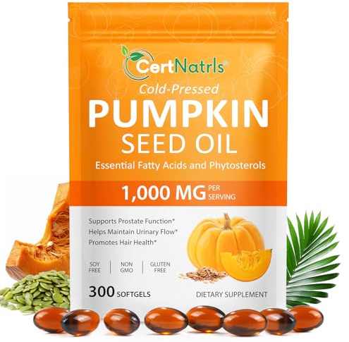 Capsule di olio di zucca 300 pezzi, estratto di semi di zucca, 2 in 1 per la crescita dei capelli, spremuto a freddo, supporta capelli, cuore, integratore della pelle, senza OGM, senza glutine (1)