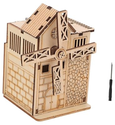 Abaodam Wooden Puzzle Windmill Music Box for Premium Wood Educational Jigsaw with Motor and Tools Enhances Hand-eye Coordination and Cognitive Skills Birthday
