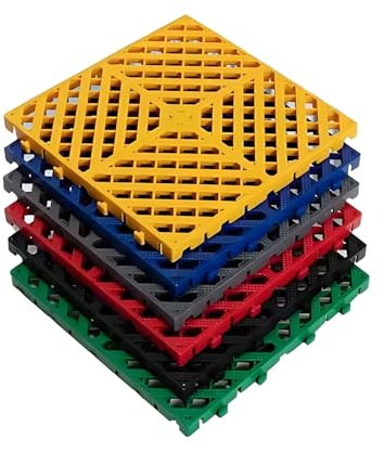 40x40x3cm Modular Interlocking Floor Tiles,4/10/16/20 Pieces Car Wash Room Drainage Mats,for Bath Garage Sports Field(Yellow,16 Pieces)