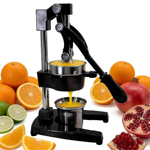 Manuelle Zitruspresse aus Gusseisen und Edelstahl-Saftschal | mit Ergonomischem Hebel Starke Handpresse für Zitrone, Orange, Grapefruit, Limette & Granatapfel