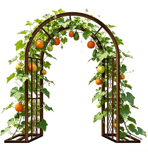 Rosenbogen Metall 220x230cm, Freistehender Rankbogen als Rankhilfe & Rankgitter für Rosen und Kletterpflanzen, Gartenbogen für Außenbereich und Hochzeit (Braun)