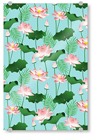 artboxONE Acrylglasbild 30x20 cm Floral Lotus Love-II Bild hinter Acrylglas - Bild Graphic Design Blue Botanical
