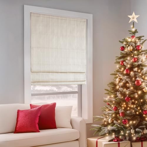 Madison Park Galen Kabellose Raffrollos – Stoff-Sichtschutz-Panel, verdunkelnd, energieeffizient, wärmeisoliert, Fensterrollo, für Schlafzimmer, Wohnzimmer-Dekor, 86,4 x 162,6 cm, Elfenbein