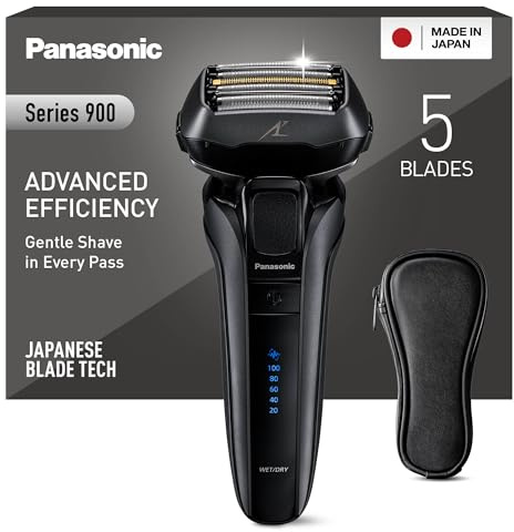 Panasonic Series 900 ES-LV6U-K811 5-Blade Electric Shaver for Men, Wet and Dry Cordless Razor​, Electric Razor with Auto Cleaning, Flexible Shaver Head and Responsive Beard Sensor - UK 2-Pin Plug