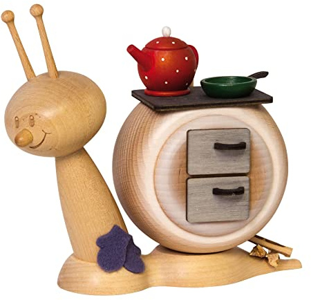 Drechslerei Kuhnert - Rauchschnecke/Räucherfigur aus Holz - Sunny Ofenschnecke - Höhe: ca. 15cm - Made in Germany