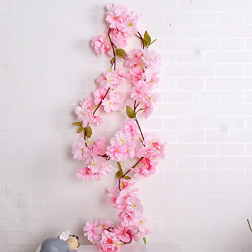 Grekywin Kirschblüten-Künstliche Blumen, 2 Stück, künstliche Pflanze Rattan, 1,7m, hängende Rebe künstliche Blumengirlande für Wanddekoration, Auditorium (Rosa)