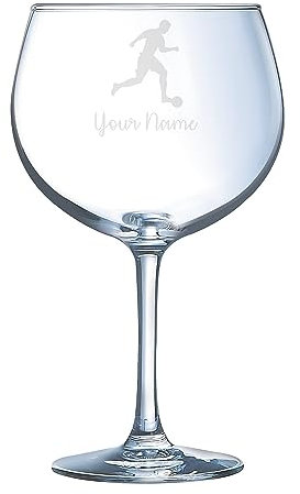 Football Player Engraved Glass, Sports Gift for Him for Her (Balloon Gin Glass)