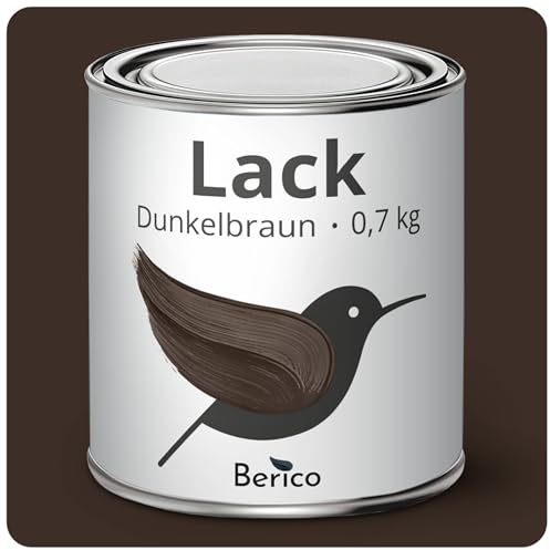 Berico Acryllack - Dunkelbraun - 0,7 Kg - 4in1 Lack Buntlack Möbelfarbe Möbellack - Für Innen und Außen - Holz, Möbel, Metall & Fliesen