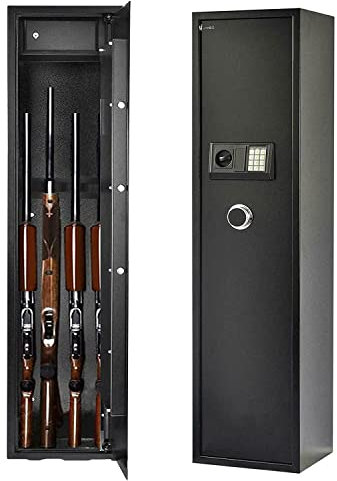 Gun cabinet, Large Rifle Safe, Long Gun Safe for Rifle Shotgun for Home, Quick Access 4-5 Gun Storage Cabinet, Silent Mode