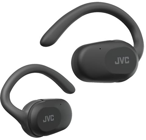 JVC Auriculares Inalámbricos Bluetooth | 26h de Batería y Carga Rápida | Oido Abierto | Ligeros y Resistentes a Salpicaduras | Ideales para el Deporte y Control Táctil - HA-NP40T (Negro)
