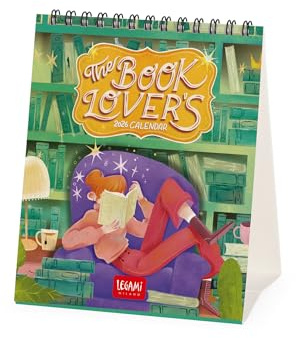 Legami - Calendario de Escritorio 2026, Book lover's, 12 Meses y Planificador Anual, en 6 Idiomas, Signos del Zodiaco, Fiestas Internacionales, 12 X 14,5 Cm