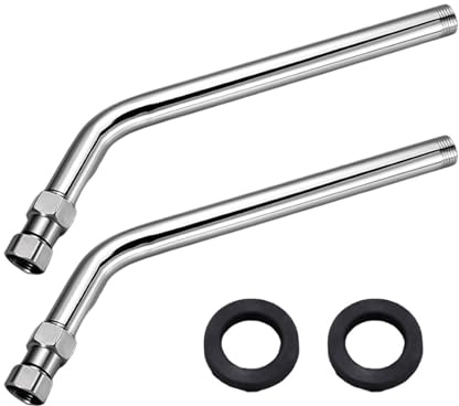 Adaptateur de coude de douche en acier avec design anti-corrosion - Extension de pommeau de douche flexible - 2 unités - Pour une utilisation domestique - Raccord de tuyau de douche